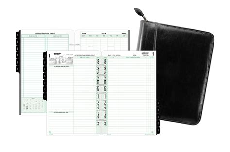 day-timer 2-page-per-day original western coach leather planner set desk